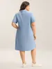 Woven Knotted Solid Shirt Dress sold by Bloomchic