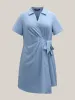 Woven Knotted Solid Shirt Dress sold by Bloomchic