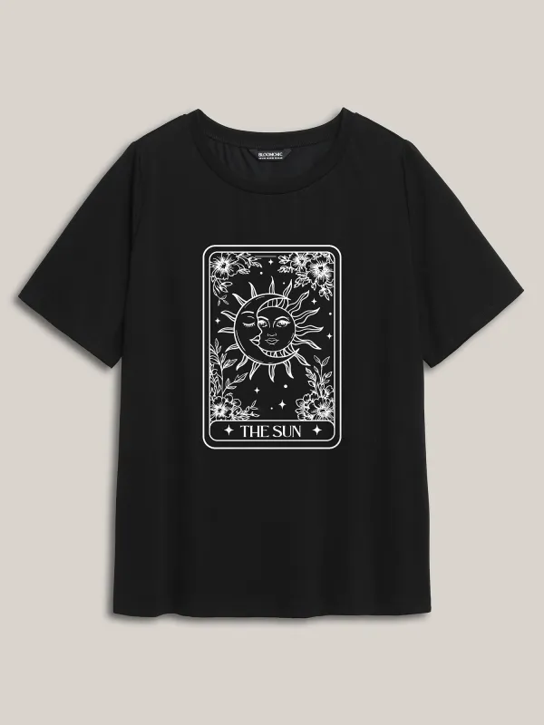 Sunshine Print Round Neck T-Shirt sold by Bloomchic