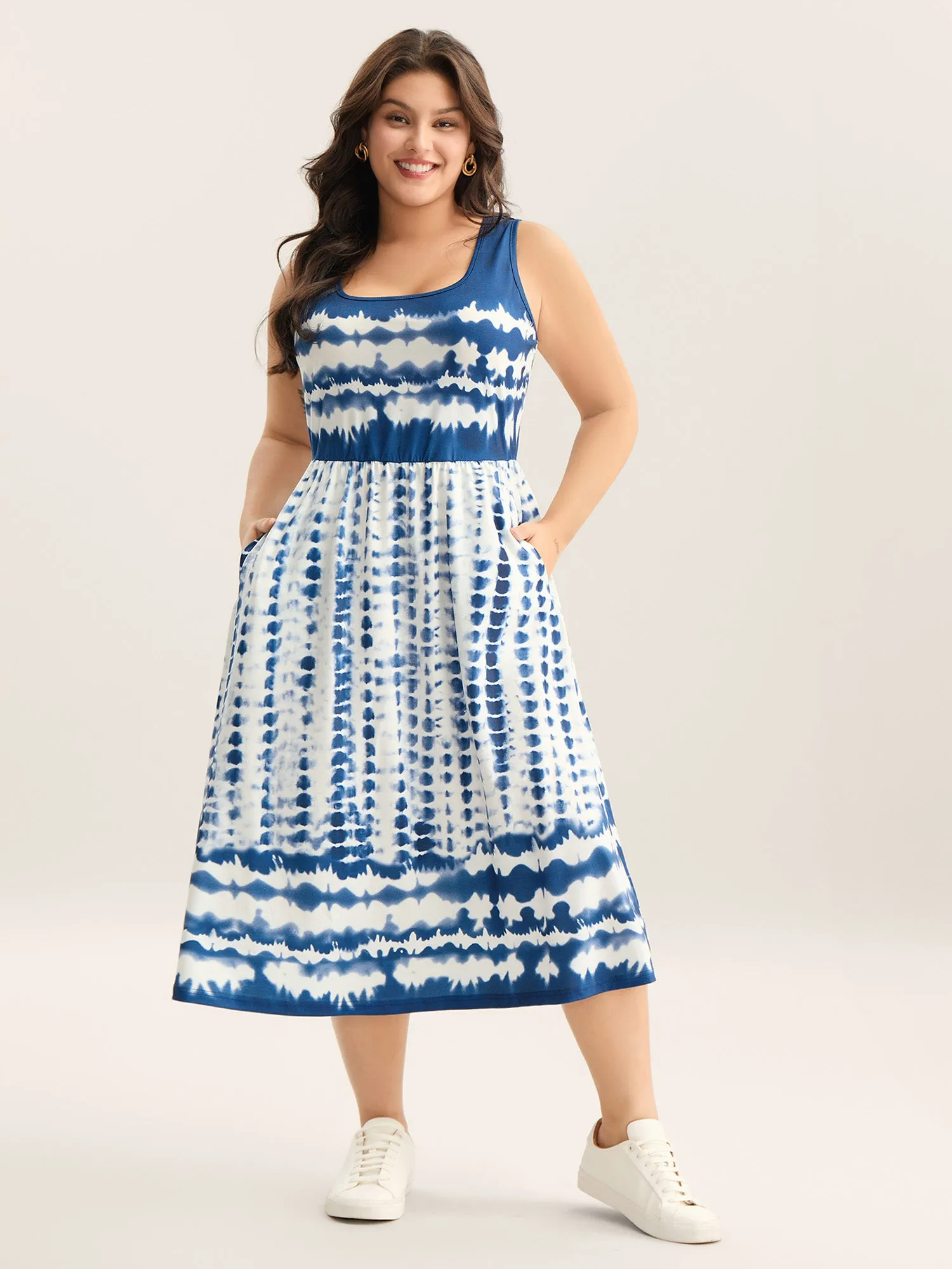 Tie-Dye Pockets Cami Midi Dress sold by Bloomchic product image thumbnail 3