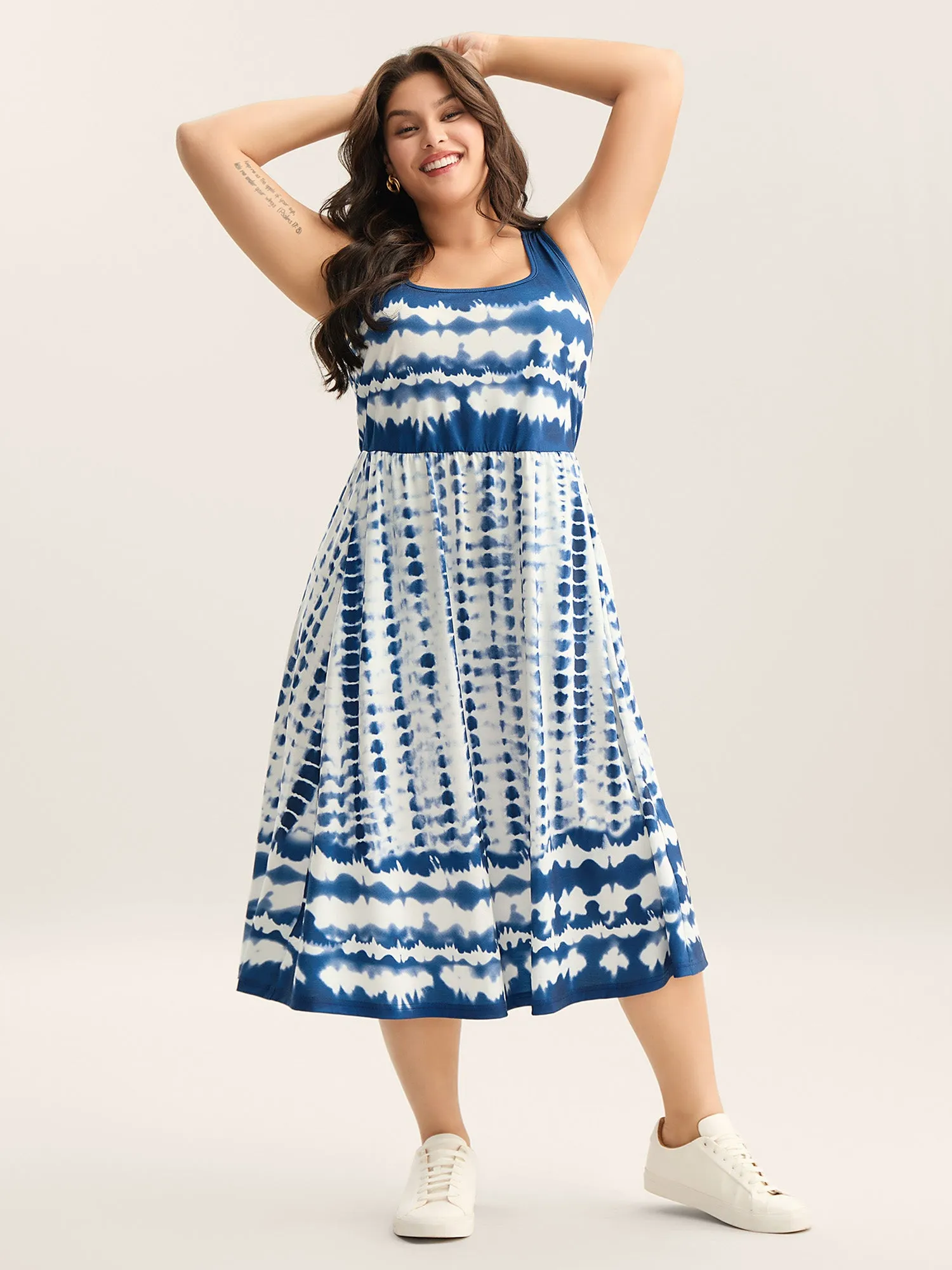 Tie-Dye Pockets Cami Midi Dress sold by Bloomchic