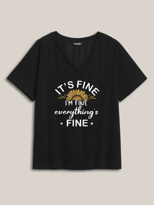 Oh I'm Fine V-Neck T-Shirt sold by Bloomchic