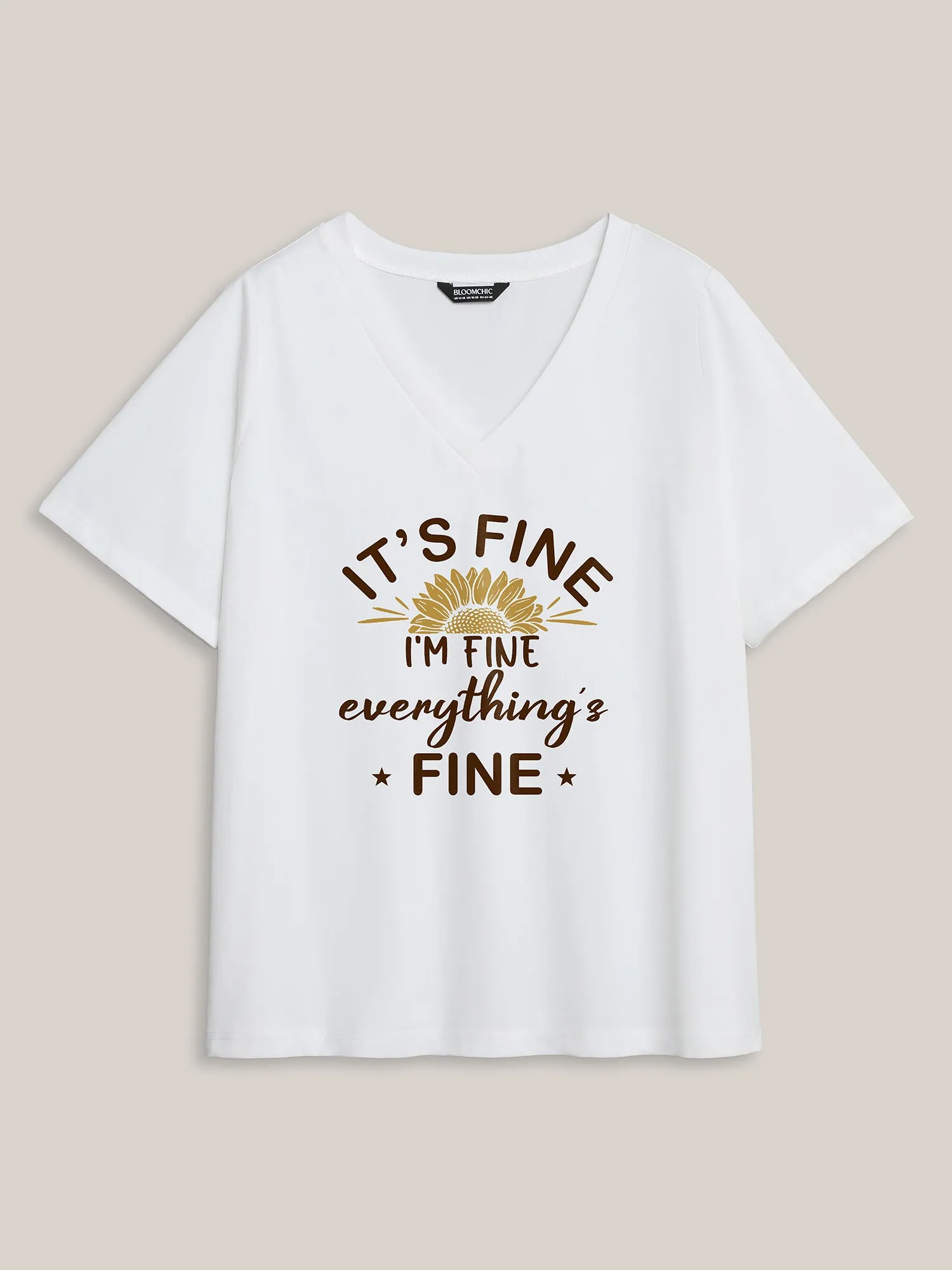 Oh I'm Fine V-Neck T-Shirt sold by Bloomchic product image thumbnail 5