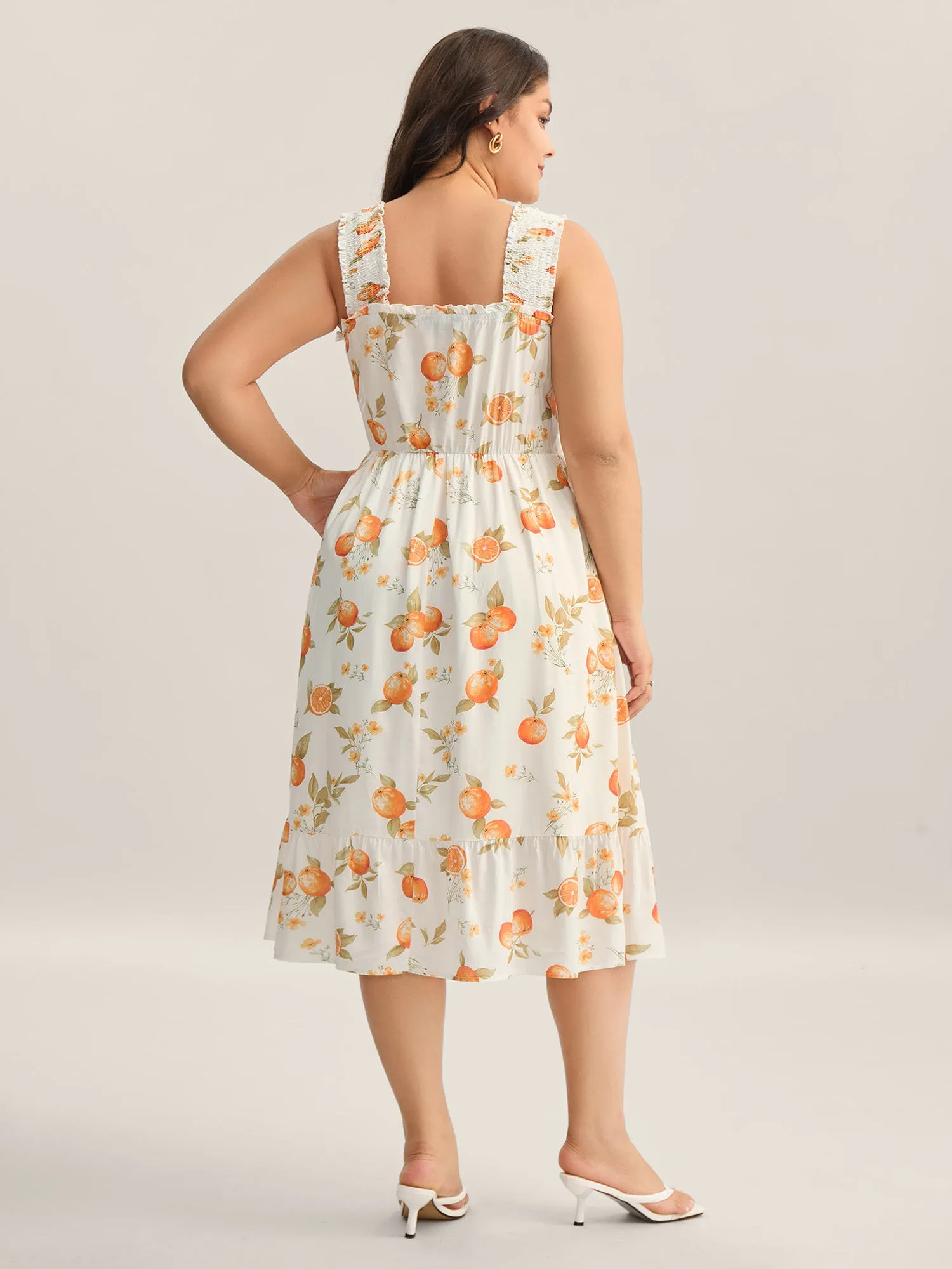 Citrus Print Shirred Pockets Midi Dress sold by Bloomchic product image thumbnail 4