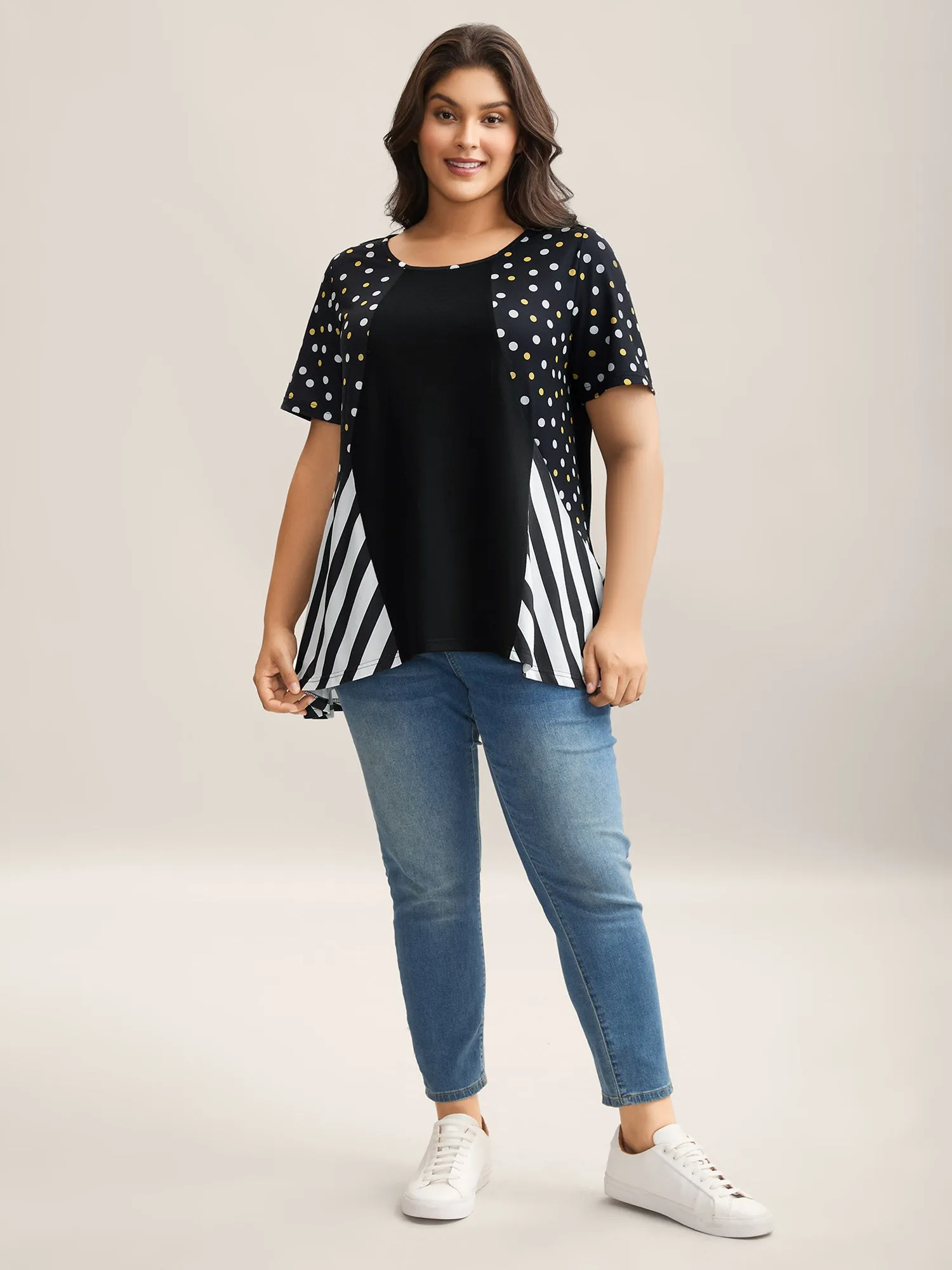 Supersoft Stretchy Polka Dots Stripe T-Shirt sold by Bloomchic product image thumbnail 3