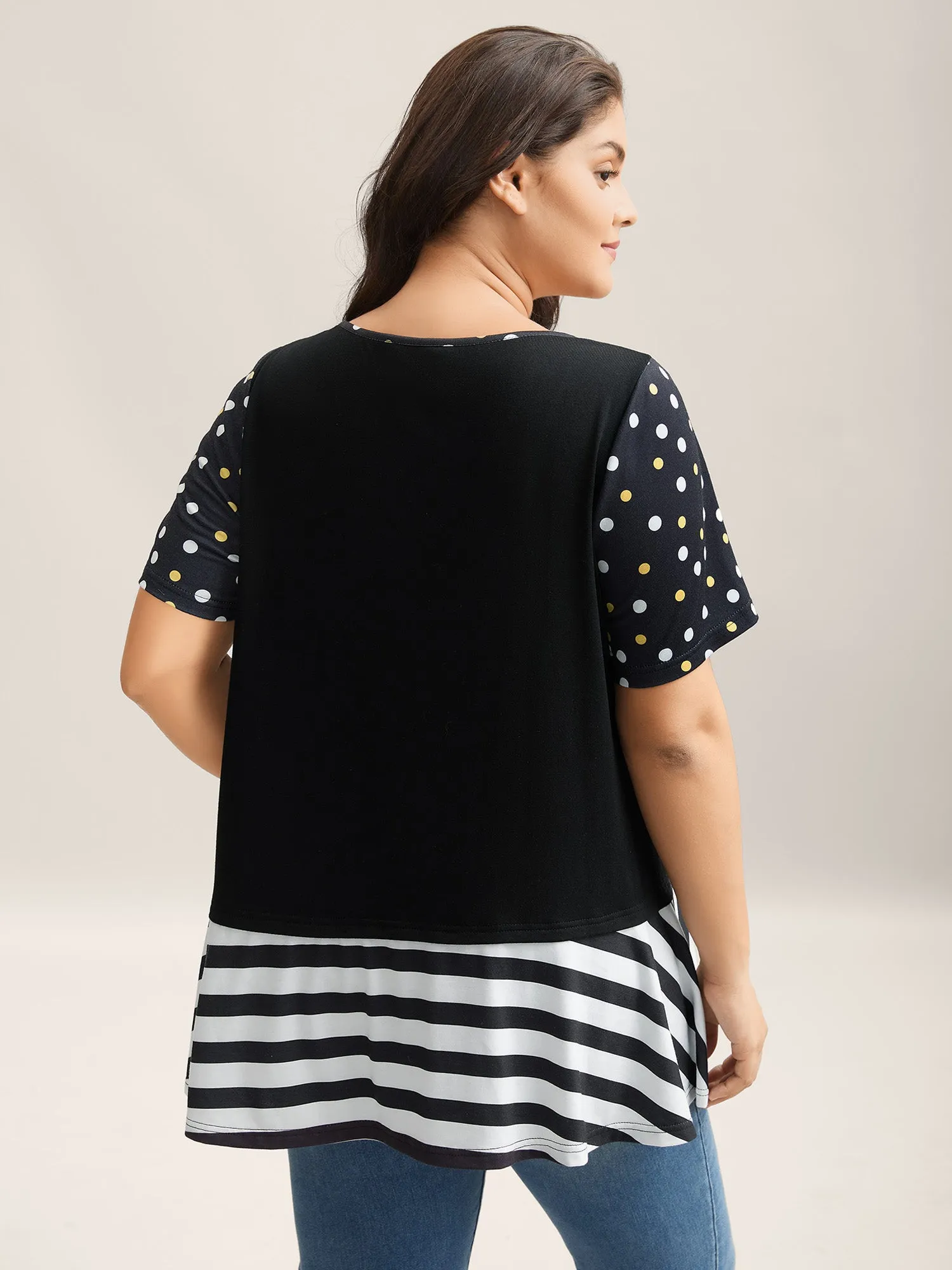 Supersoft Stretchy Polka Dots Stripe T-Shirt sold by Bloomchic product image thumbnail 2