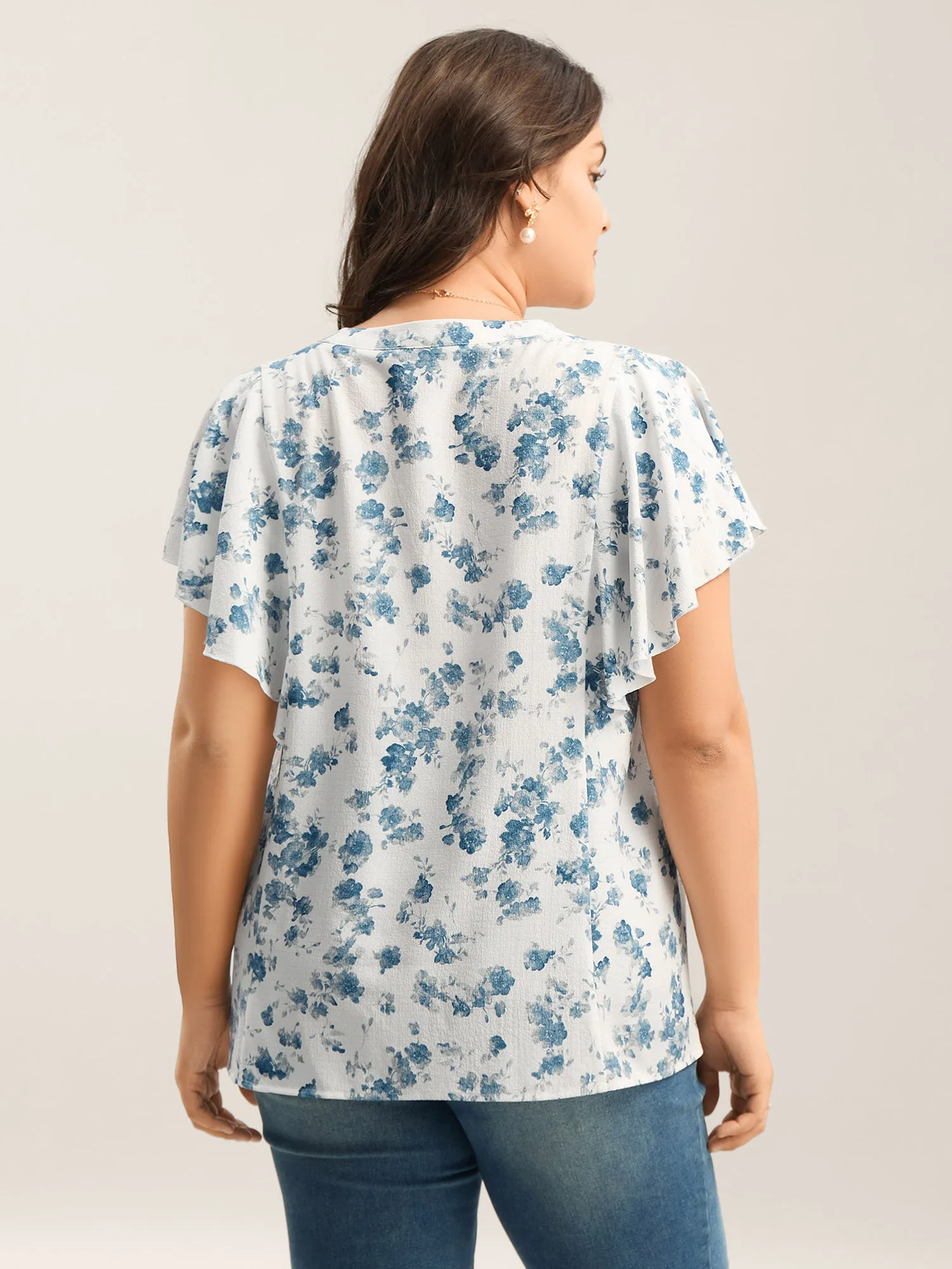 Floral Toothpick Pleat Sheer Blouse sold by Bloomchic product image thumbnail 4