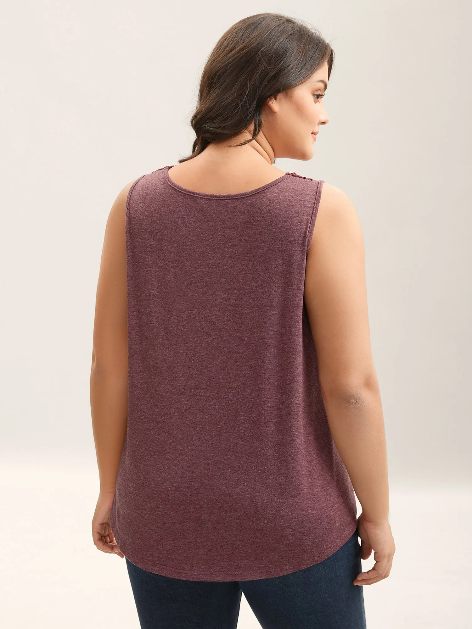 Neck Tie-Up Lace Spliced Tank Top sold by Bloomchic product image thumbnail 4