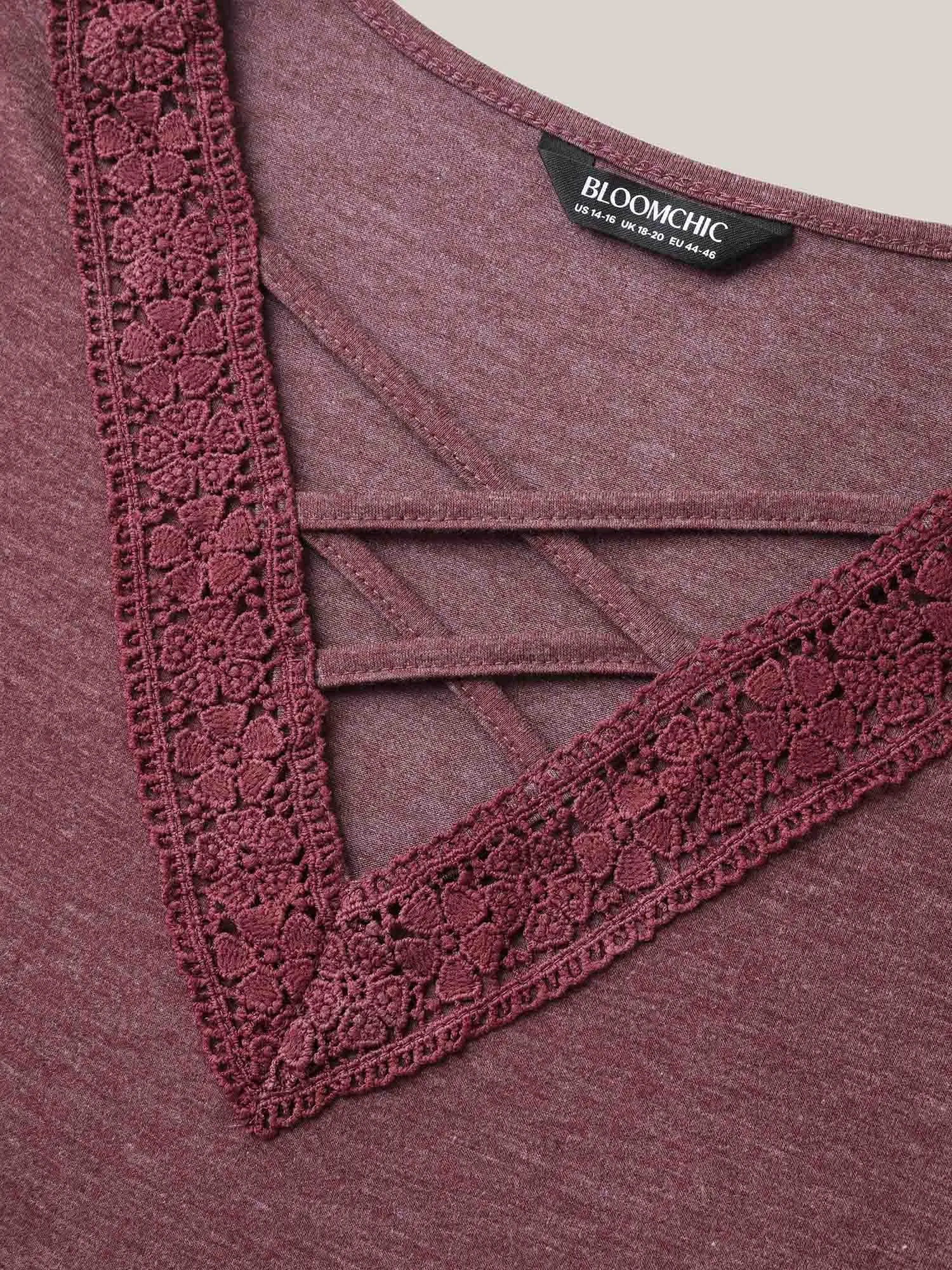 Neck Tie-Up Lace Spliced Tank Top sold by Bloomchic product image thumbnail 5