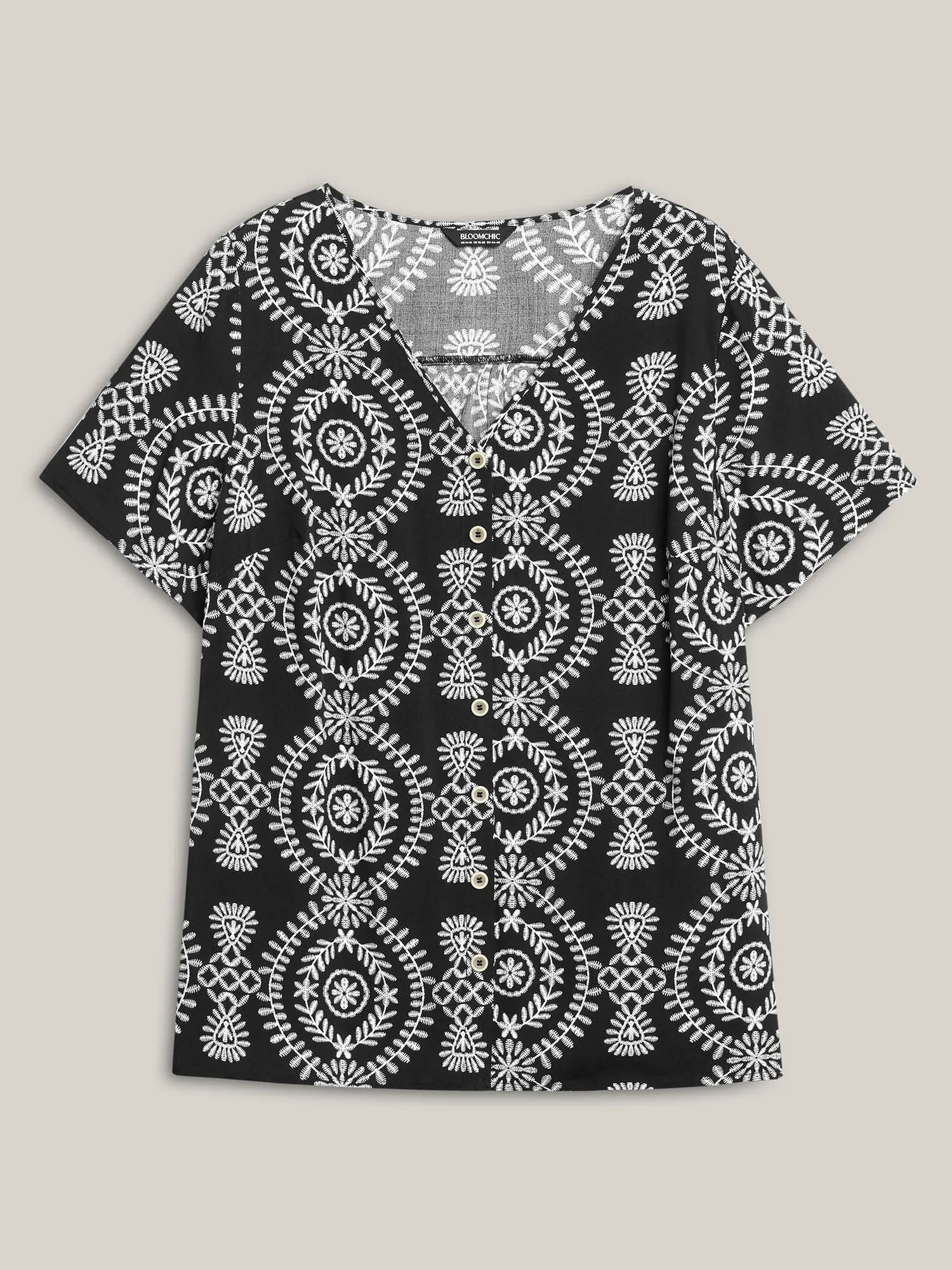 Boho Print Button Placket Blouse sold by Bloomchic product image thumbnail 5