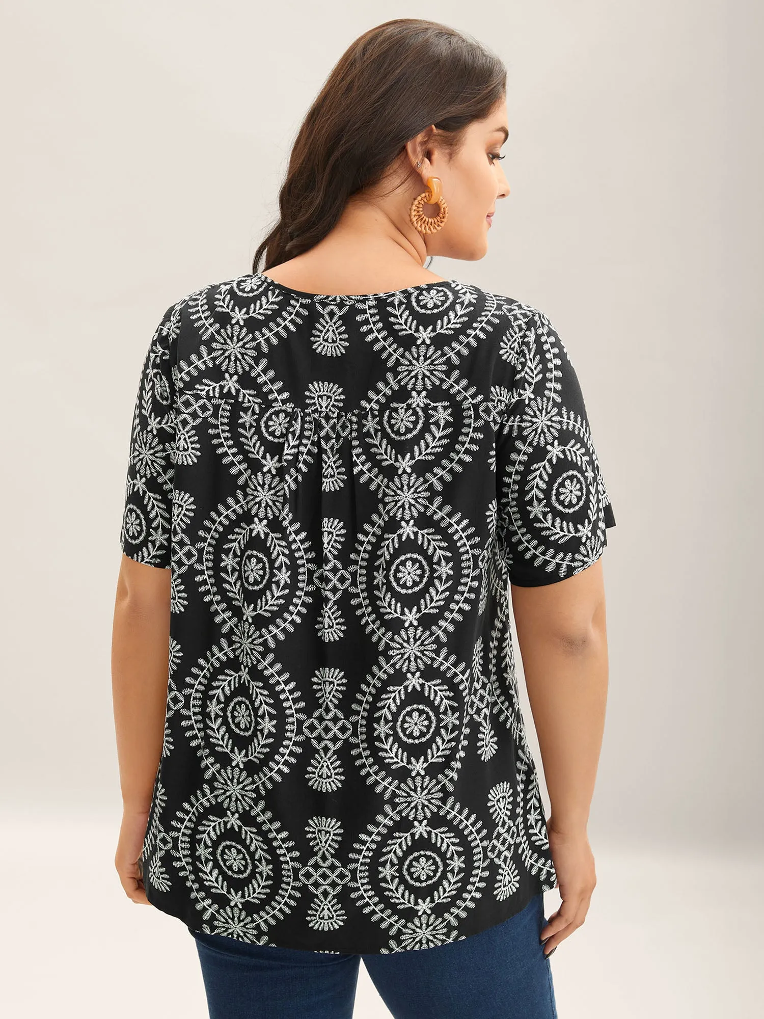 Boho Print Button Placket Blouse sold by Bloomchic product image thumbnail 4