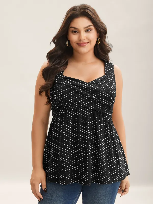 Stretchy Polka Dots Shirred Tank Top sold by Bloomchic