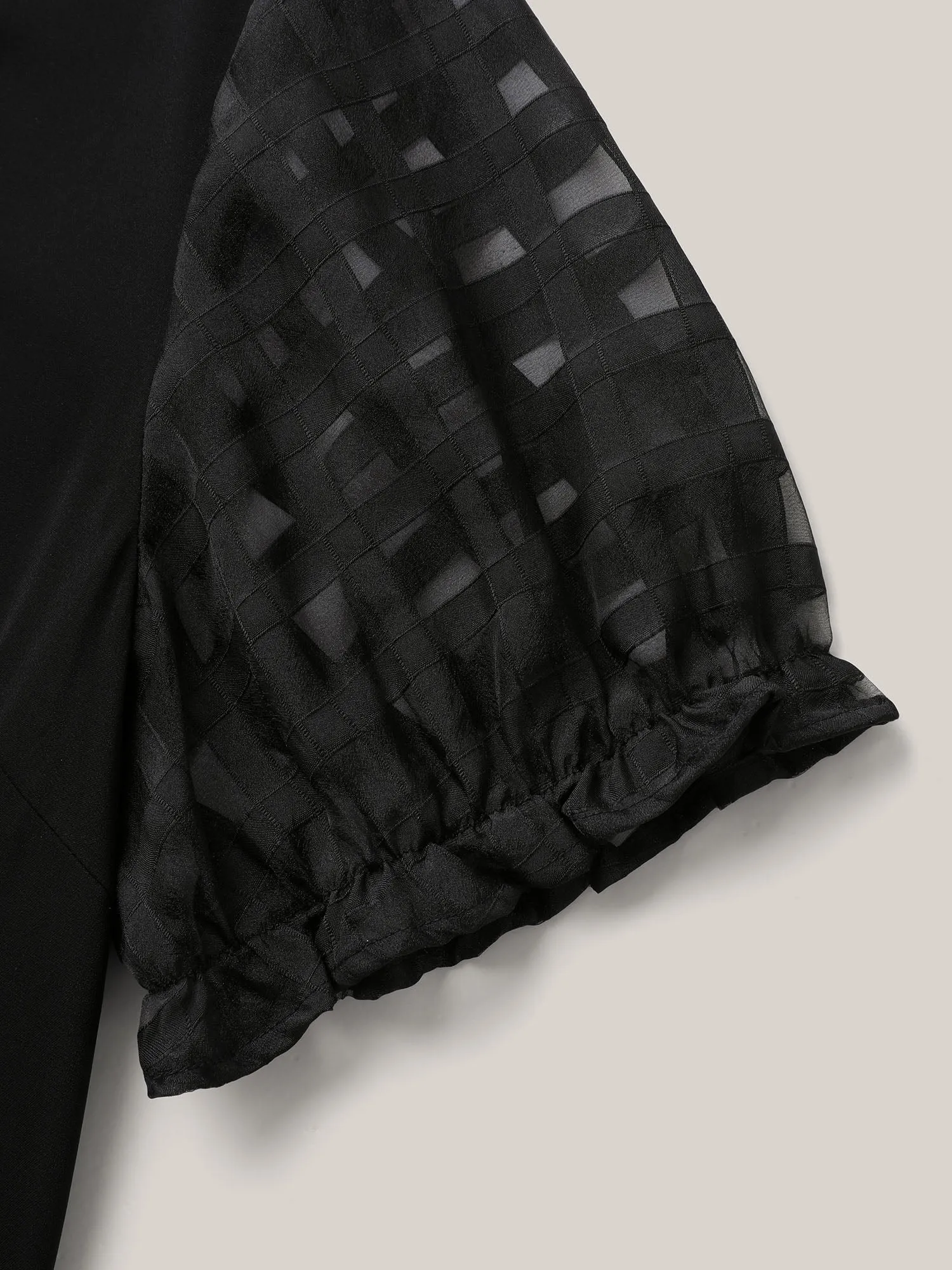 Sheer Grid Neck Keyhole Blouse sold by Bloomchic product image thumbnail 5