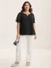 Sheer Grid Neck Keyhole Blouse sold by Bloomchic