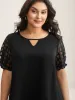 Sheer Grid Neck Keyhole Blouse sold by Bloomchic