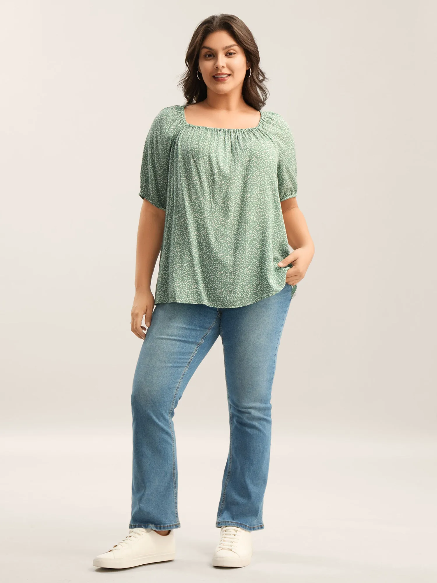 Floral Print Square Neck Relaxed Blouse sold by Bloomchic product image thumbnail 3