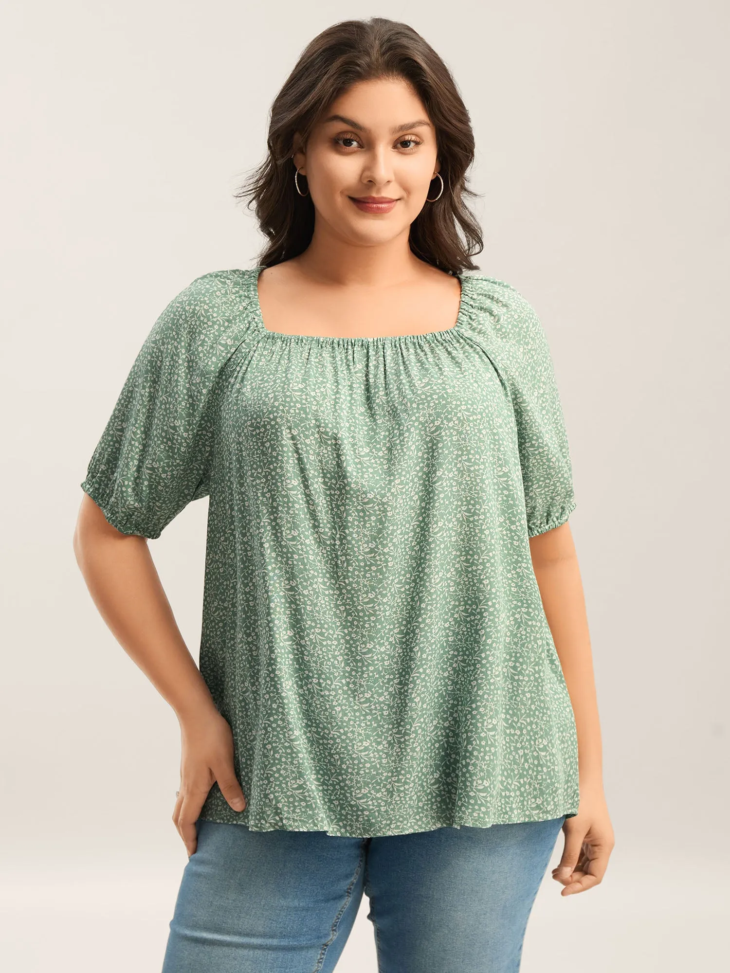 Floral Print Square Neck Relaxed Blouse sold by Bloomchic product image thumbnail 2