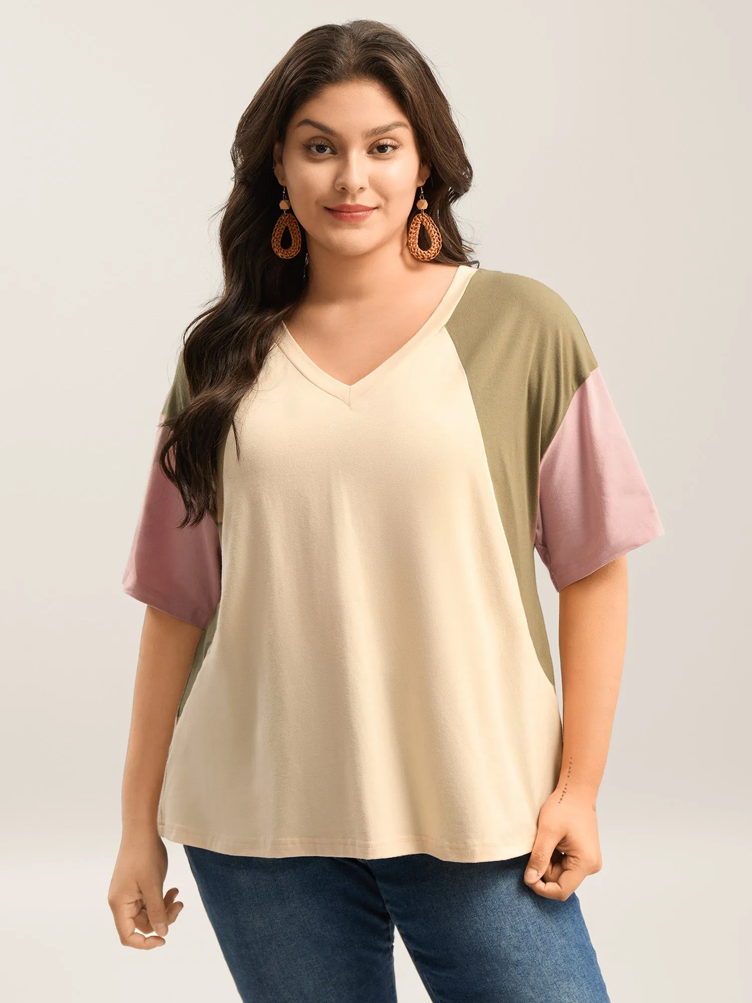 Pure Cotton Color Contrast T-Shirt sold by Bloomchic