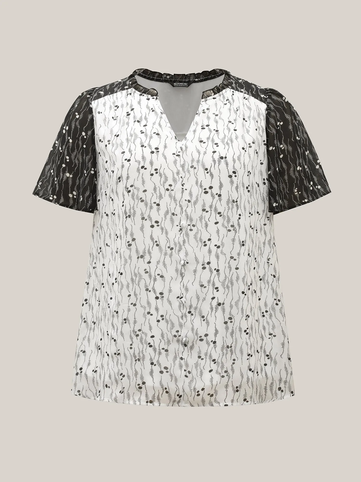 Color Contrast Notched Collar Spliced Blouse sold by Bloomchic product image thumbnail 5