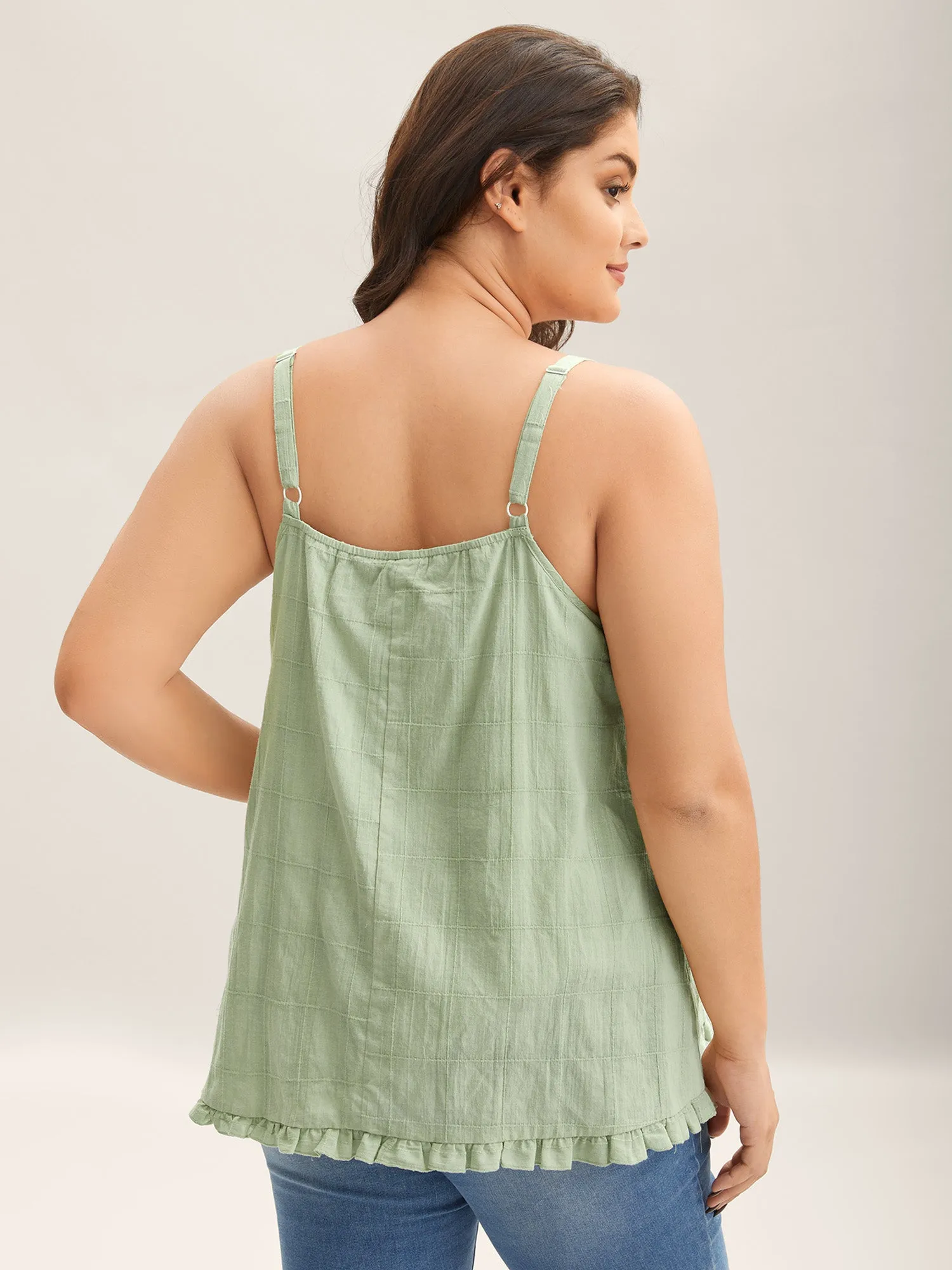 Cotton Textured Ruffled Hem Tank Top sold by Bloomchic product image thumbnail 4