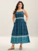 Rayon Geometric Print Pockets Maxi Dress sold by Bloomchic
