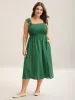 Rayon Shirred Flutter Straps Pockets Midi Dress sold by Bloomchic