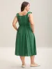 Rayon Shirred Flutter Straps Pockets Midi Dress sold by Bloomchic