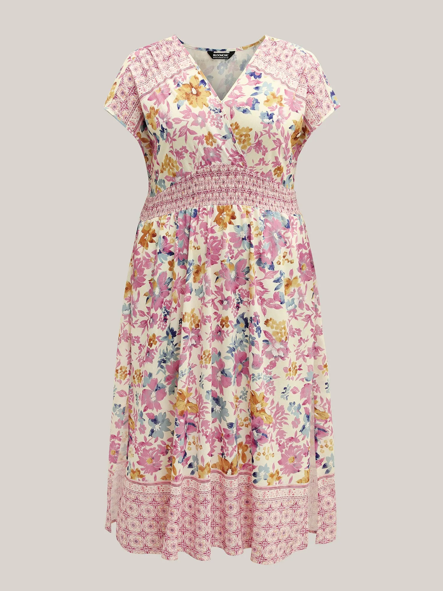 Floral Shirred Waist Slit Midi Dress sold by Bloomchic product image thumbnail 5