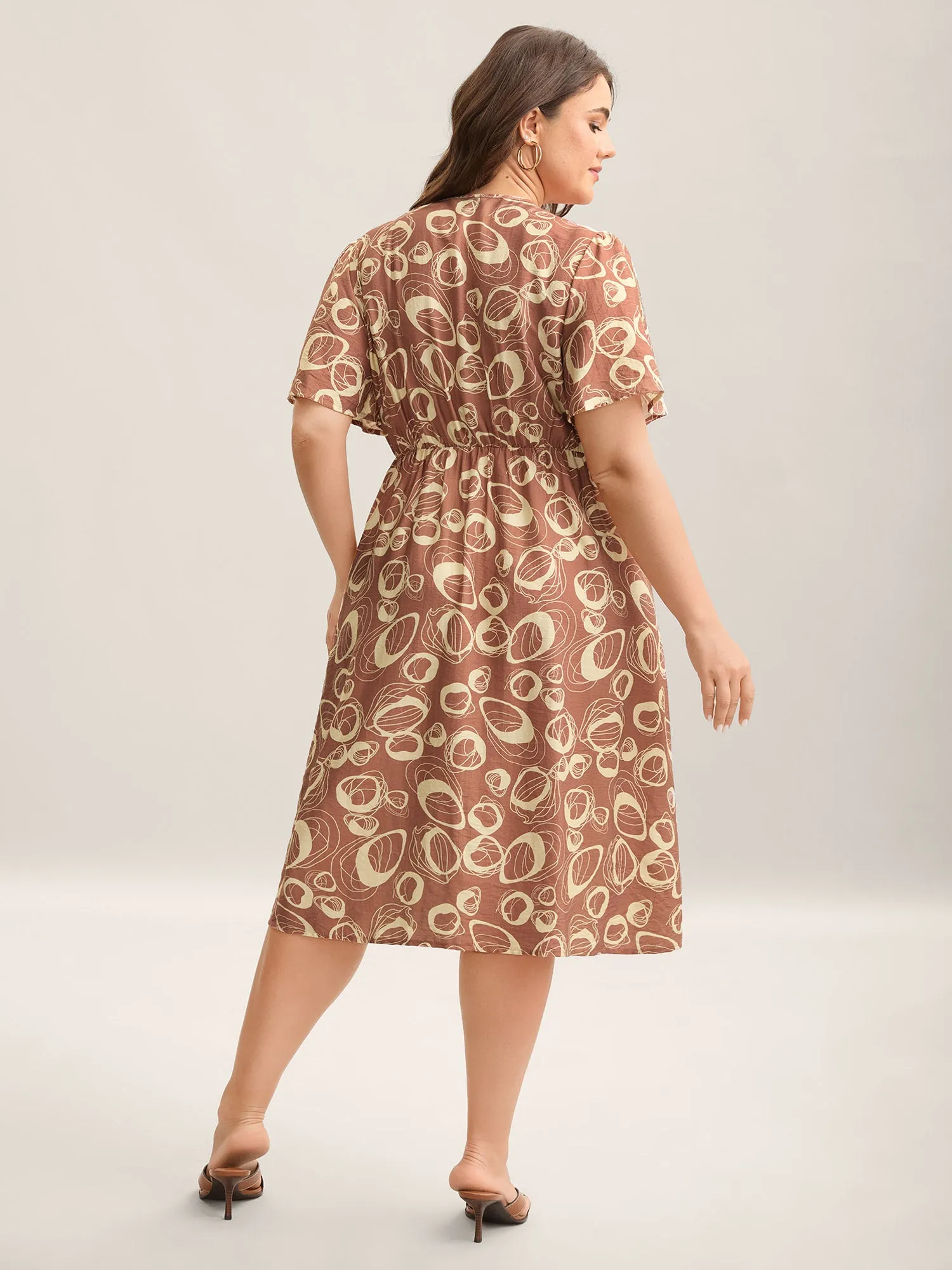 Rayon Bubble Print Stretchy Waist Pockets Midi Dress sold by Bloomchic product image thumbnail 4