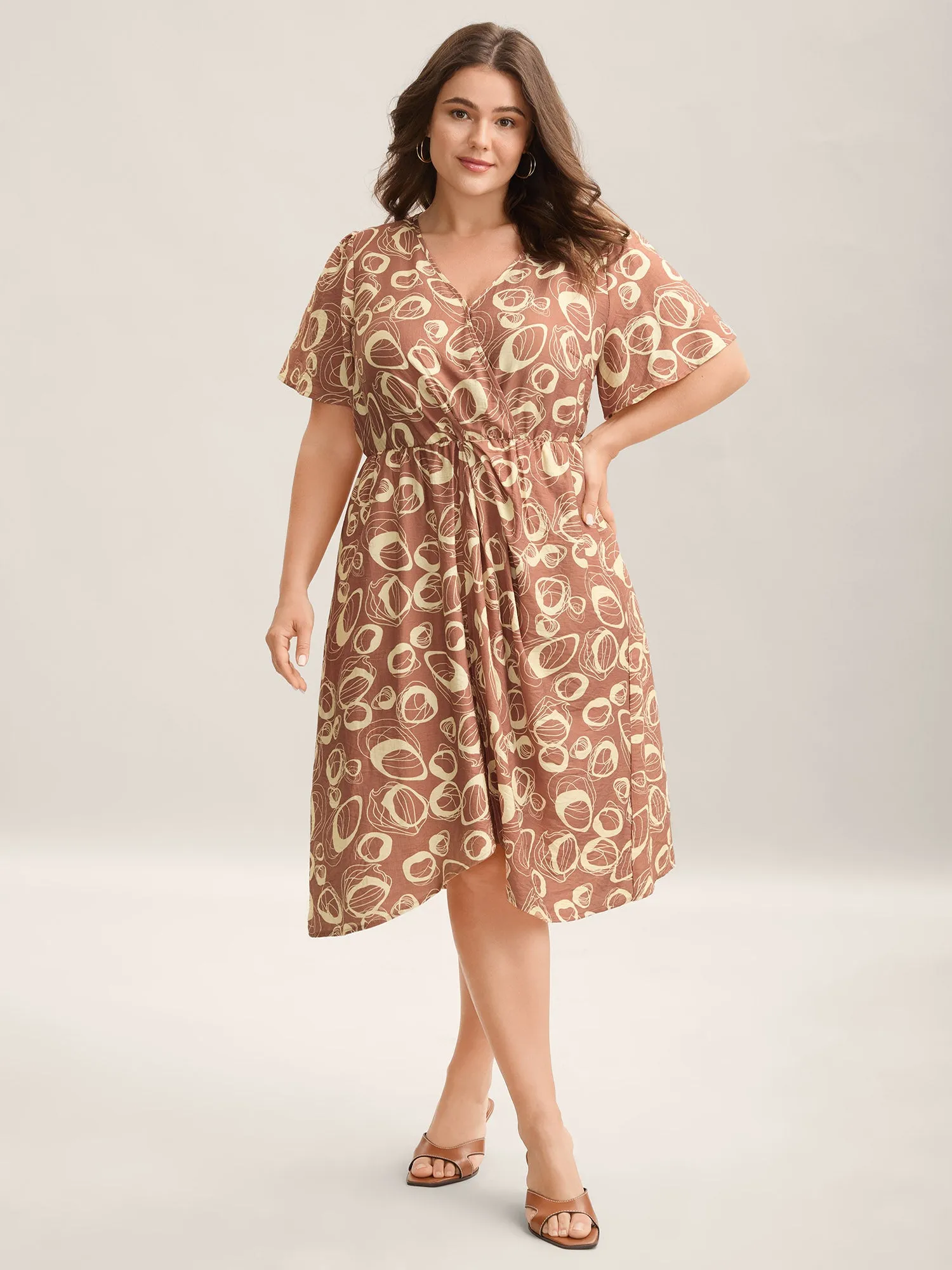 Rayon Bubble Print Stretchy Waist Pockets Midi Dress sold by Bloomchic product image thumbnail 3