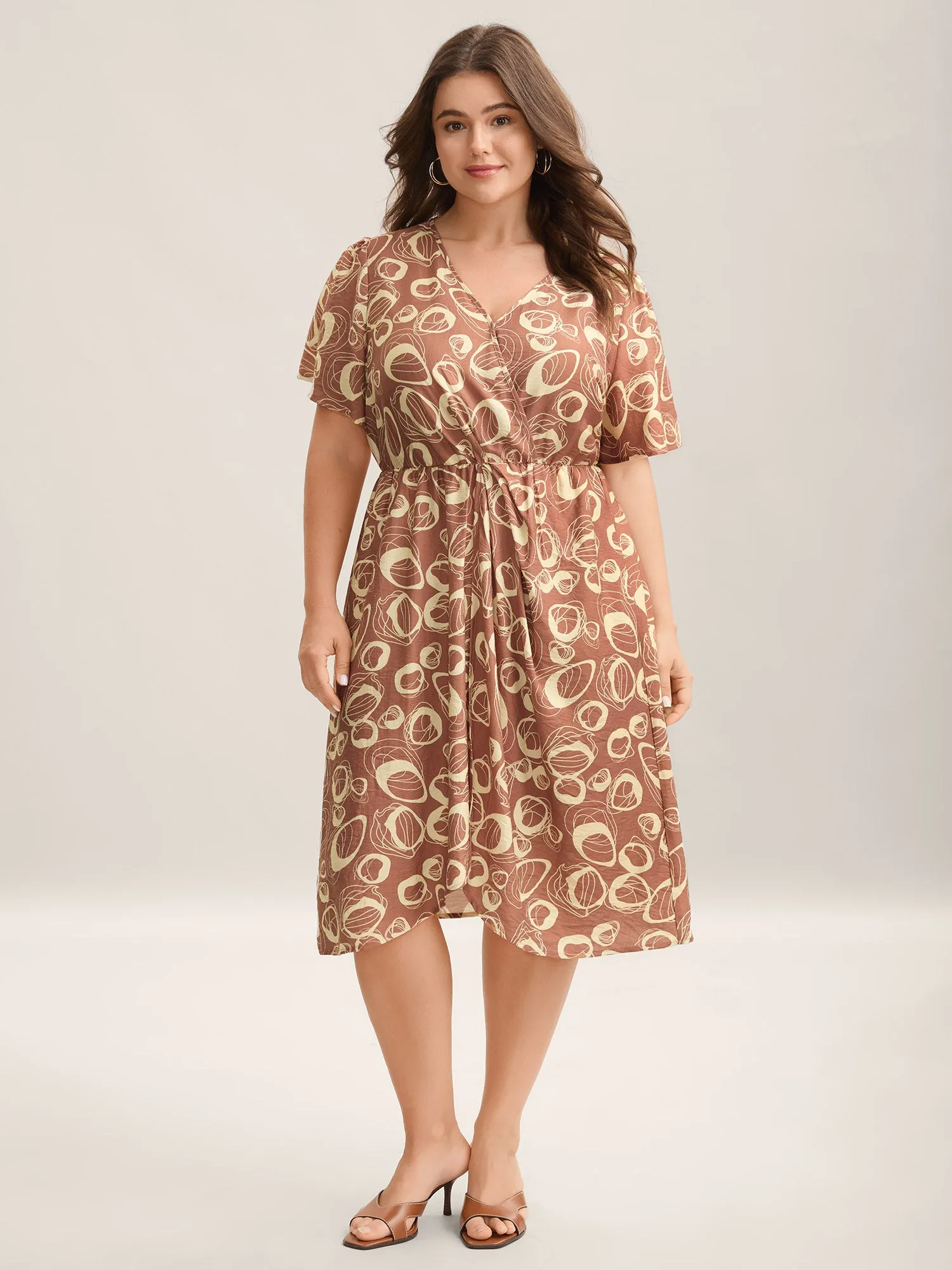Rayon Bubble Print Stretchy Waist Pockets Midi Dress sold by Bloomchic