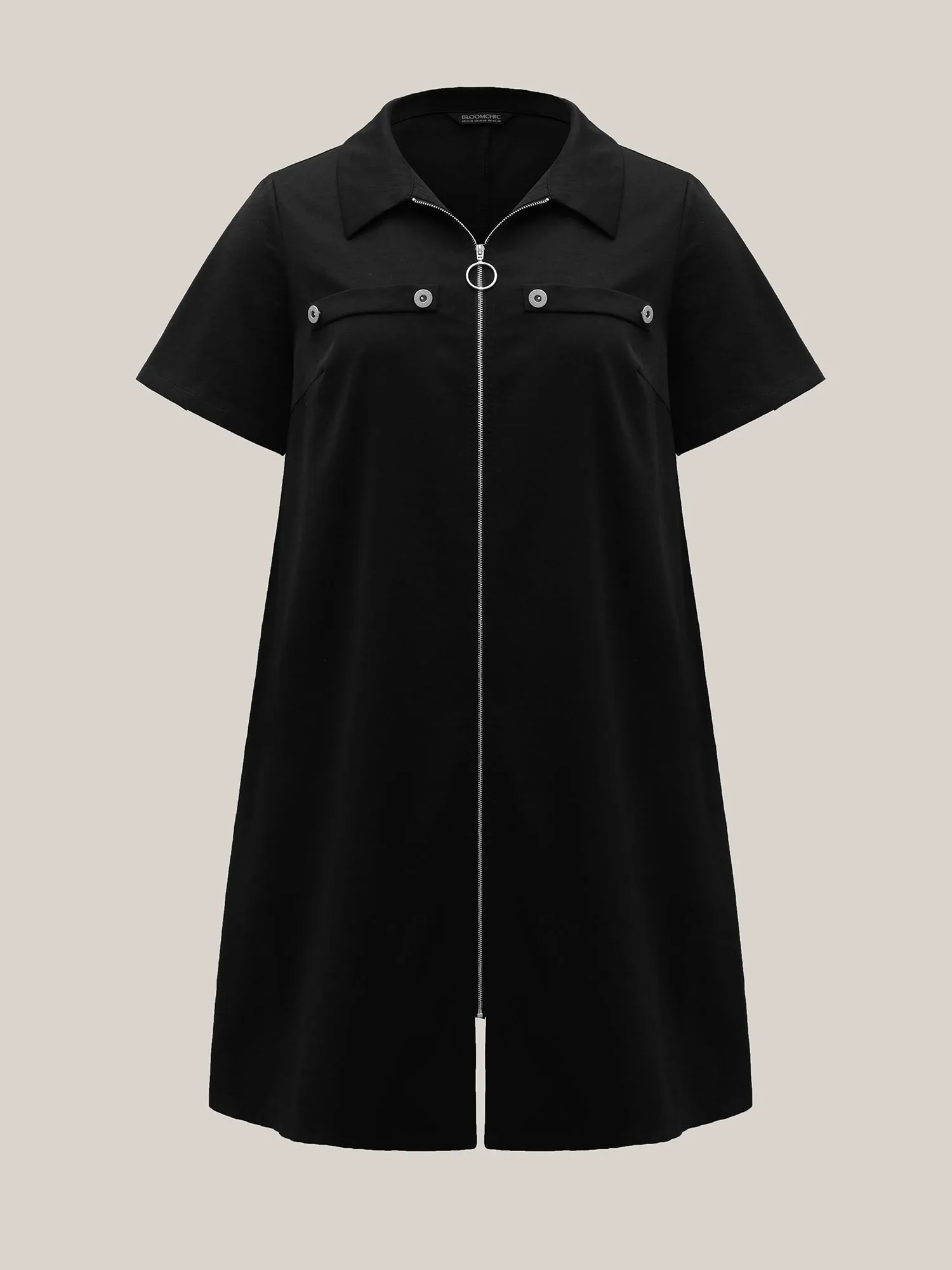 Zipper Front Chest Flaps Shirt Dress sold by Bloomchic product image thumbnail 5