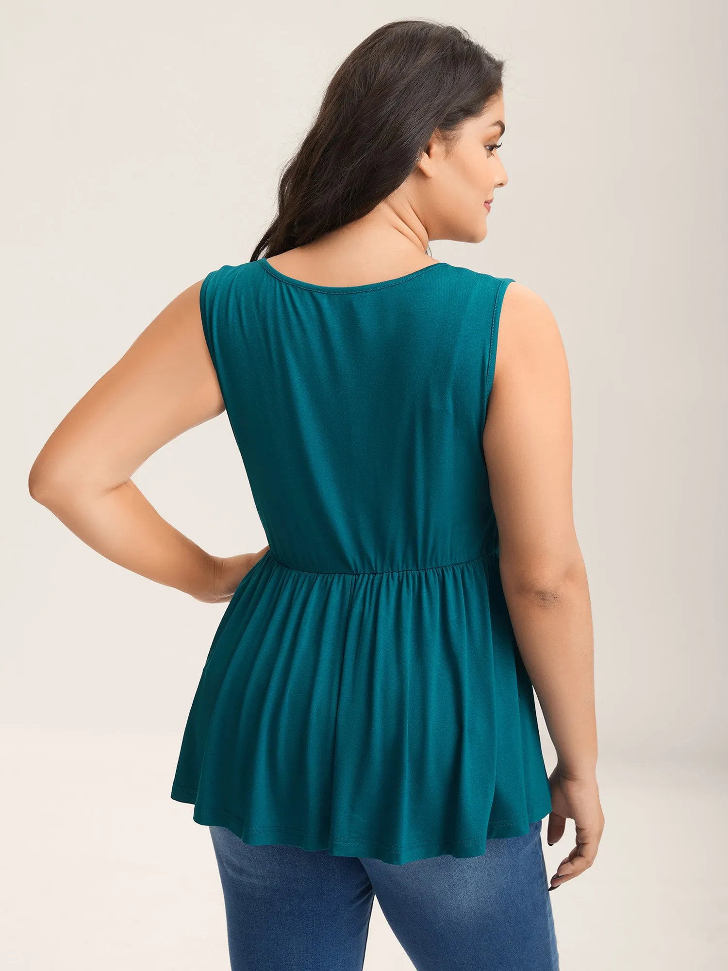 Overlap Front Stretchy Gathered Tank Top sold by Bloomchic product image thumbnail 4