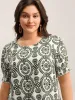 Ornate Print Shirred Blouse sold by Bloomchic