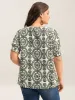 Ornate Print Shirred Blouse sold by Bloomchic