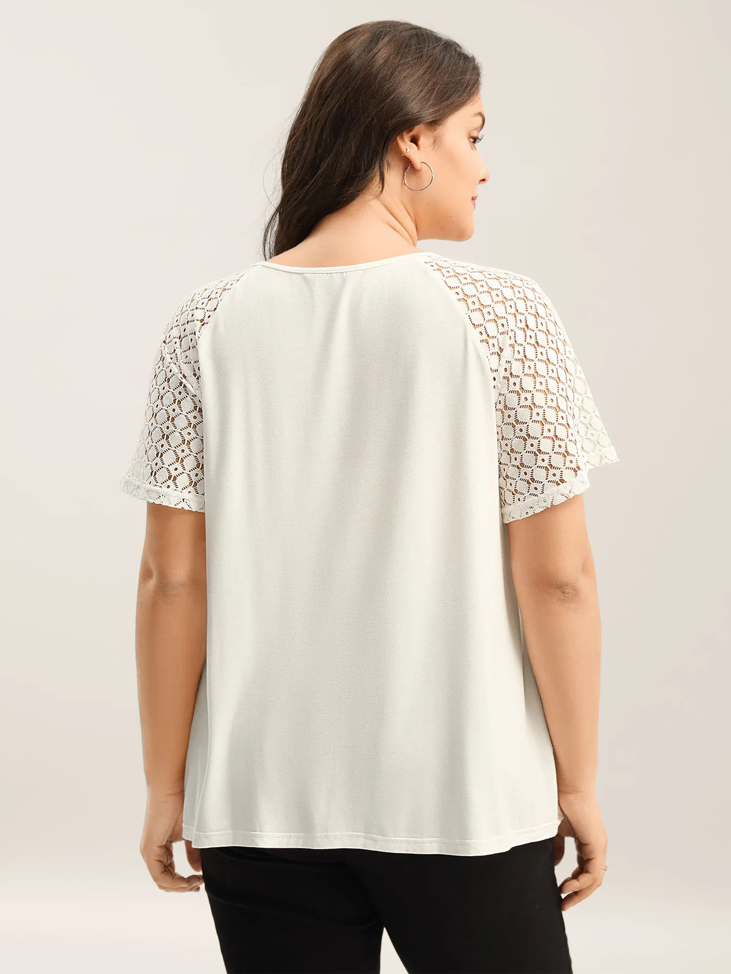 Textured Sheer Sleeve Cut-Out Top sold by Bloomchic product image thumbnail 4
