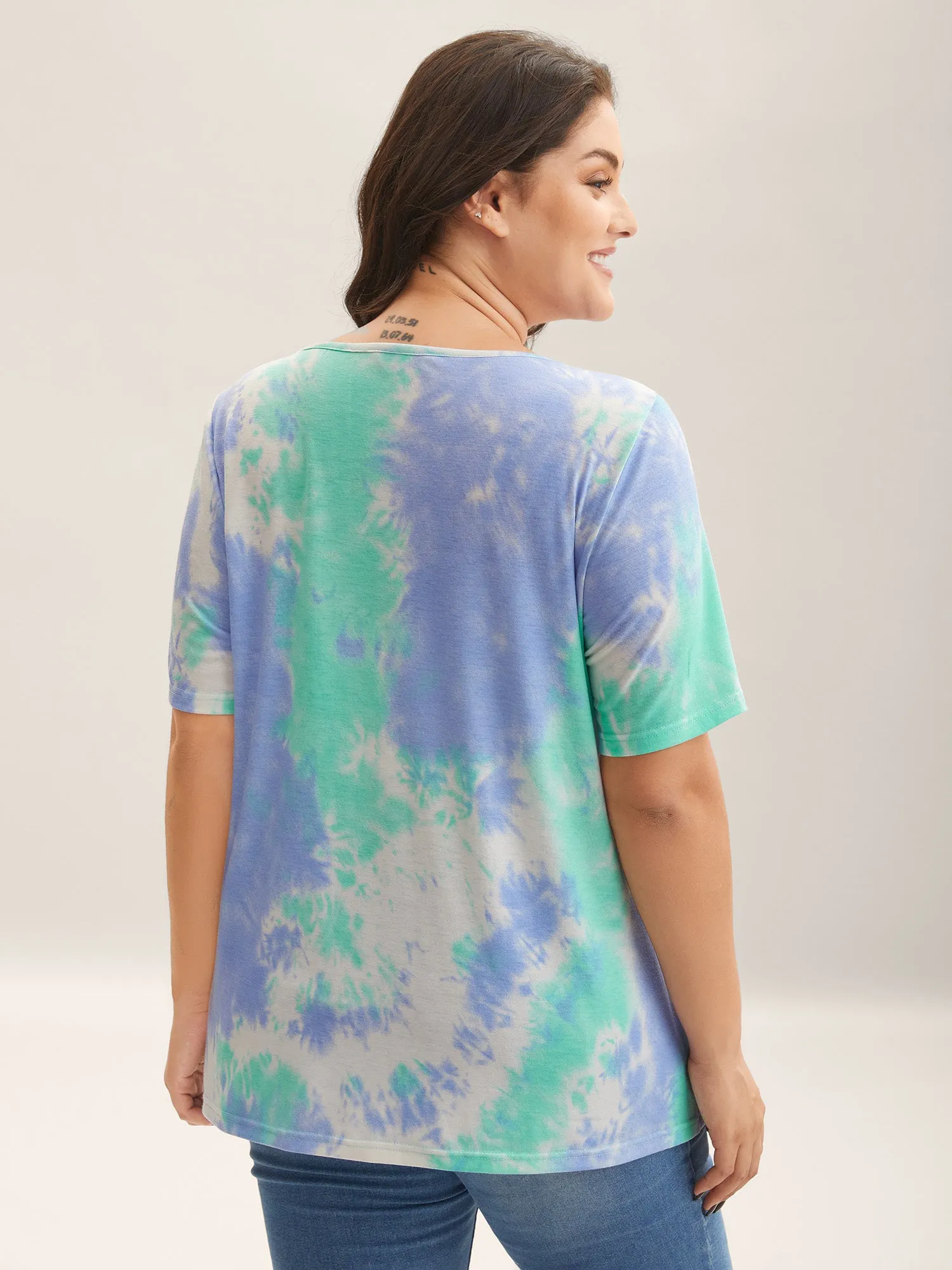 Tie-Dye Pleated Flowy T-Shirt sold by Bloomchic product image thumbnail 4
