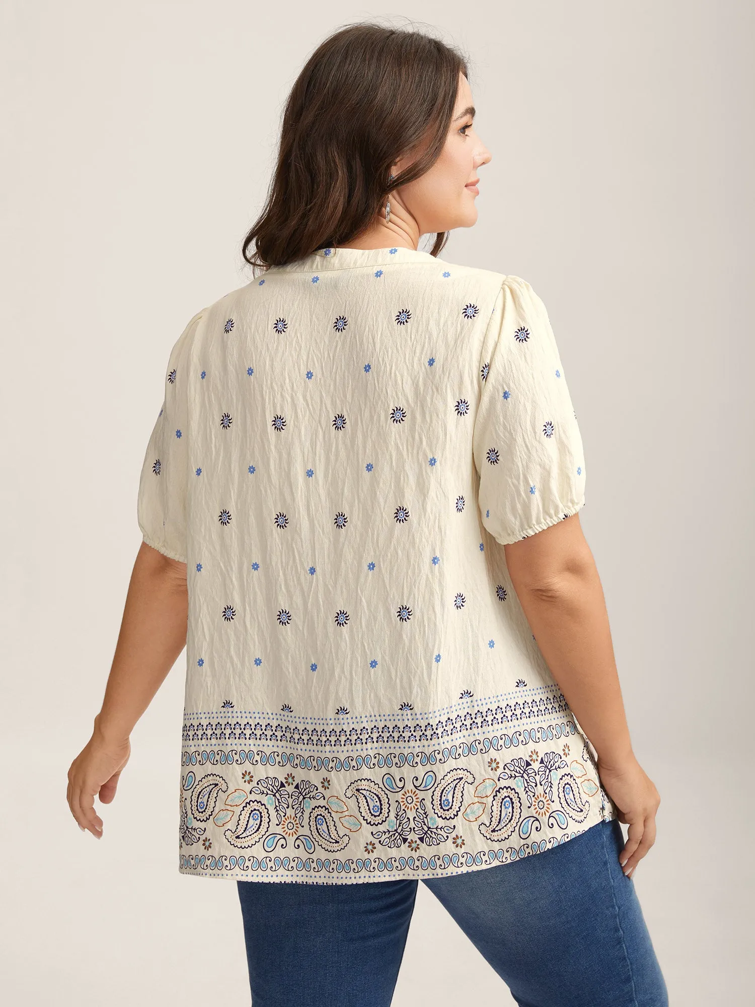 Boho Print Notched Collar Blouse sold by Bloomchic product image thumbnail 4