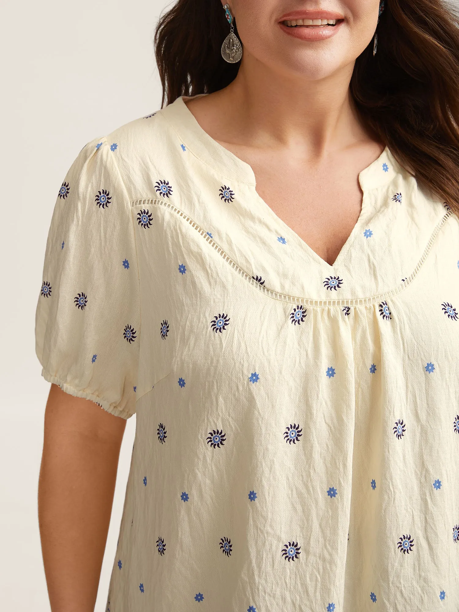 Boho Print Notched Collar Blouse sold by Bloomchic product image thumbnail 2