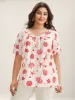 Seashore Print Keyhole Pleated Blouse sold by Bloomchic