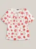 Seashore Print Keyhole Pleated Blouse sold by Bloomchic