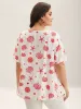 Seashore Print Keyhole Pleated Blouse sold by Bloomchic