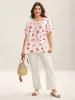 Seashore Print Keyhole Pleated Blouse sold by Bloomchic