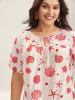 Seashore Print Keyhole Pleated Blouse sold by Bloomchic