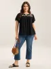 Floral Embroidered Neckline Flared Sleeve Top sold by Bloomchic