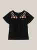 Floral Embroidered Neckline Flared Sleeve Top sold by Bloomchic