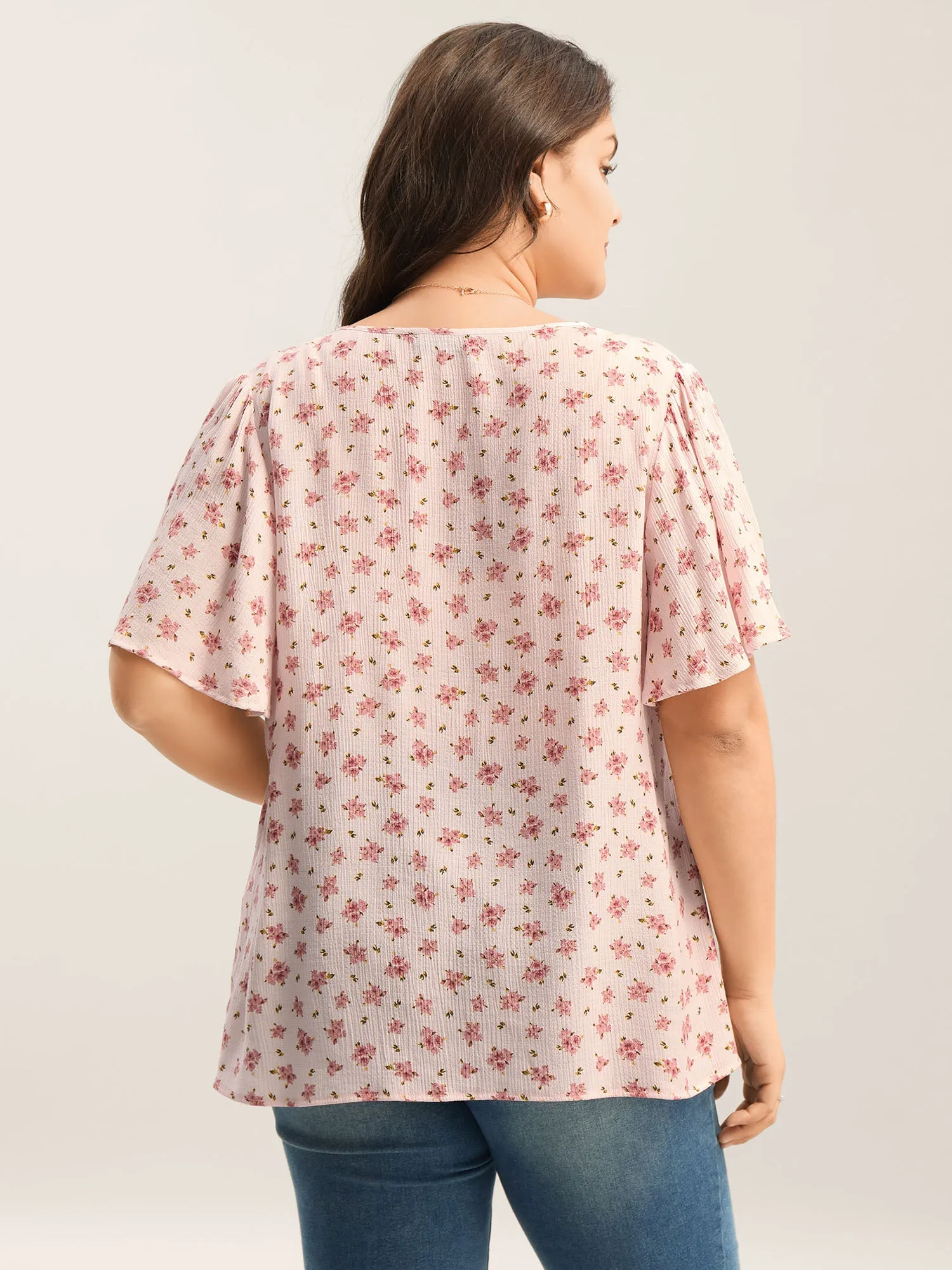 Blushing Floral Print Button Detail Blouse sold by Bloomchic product image thumbnail 4