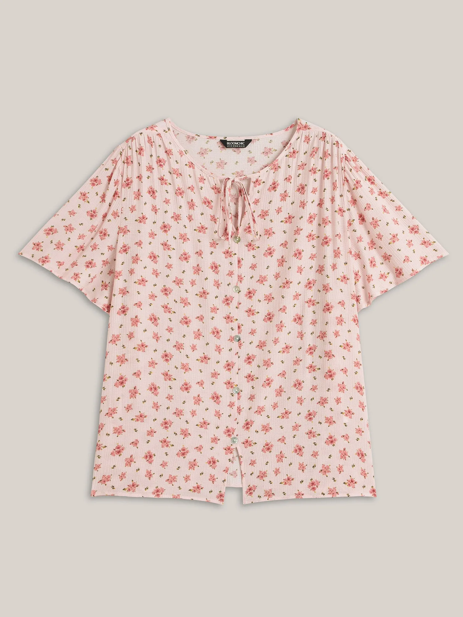 Blushing Floral Print Button Detail Blouse sold by Bloomchic product image thumbnail 5