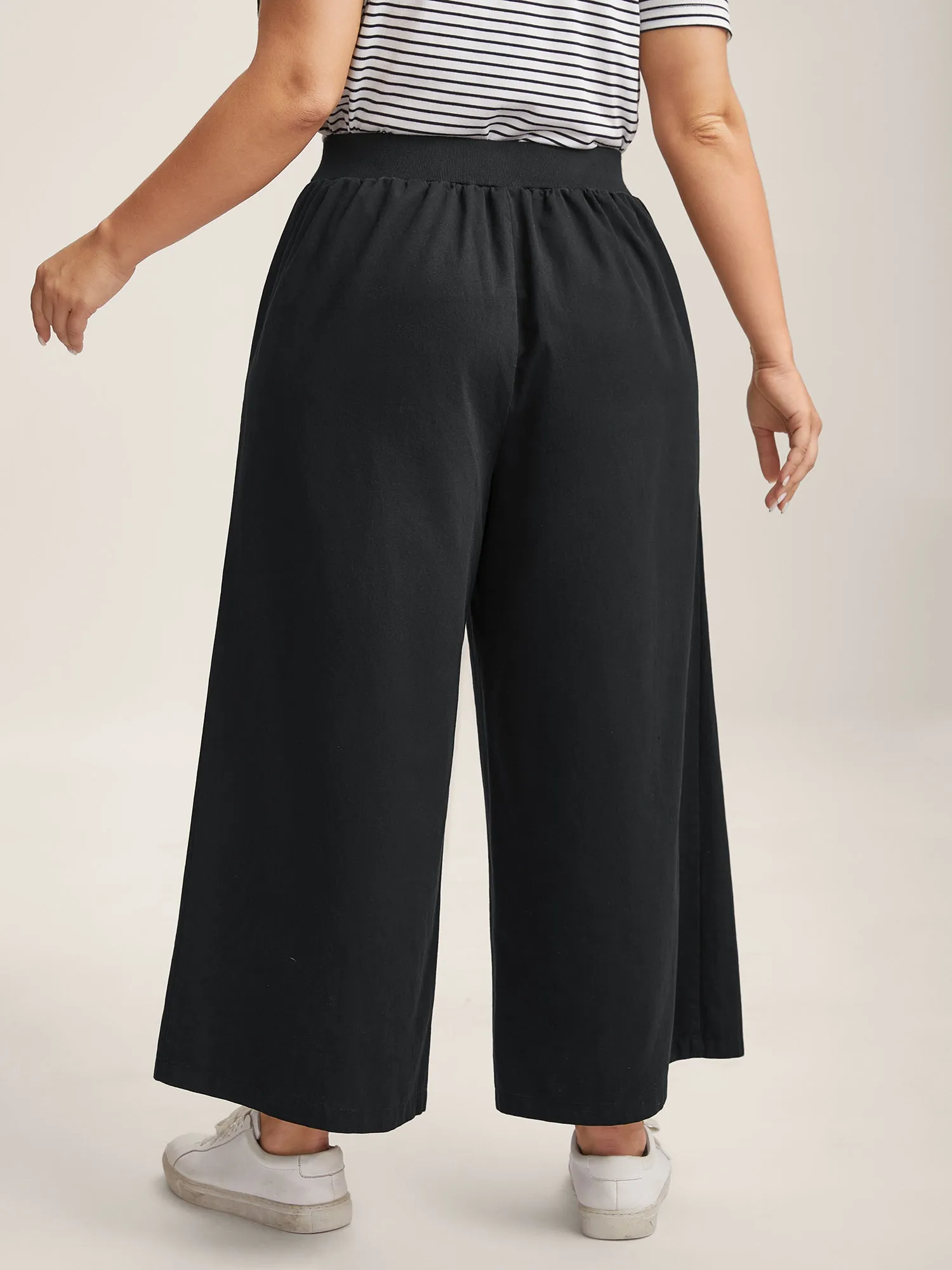 Cotton Threaded Spliced Wide-Leg Pants sold by Bloomchic product image thumbnail 4