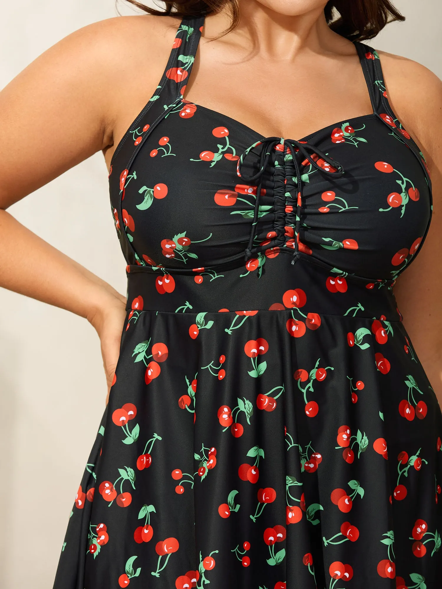 Anti-Float Tie Cherry Print Swim Dress sold by Bloomchic product image thumbnail 4